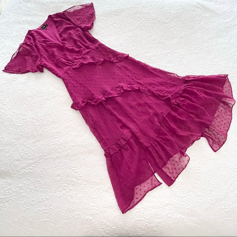 Lulu's Pink Burgundy Midi Dress